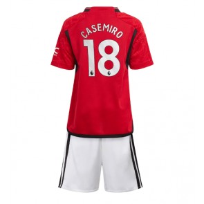 Manchester United Casemiro #18 kläder Barn 2023-24 Hemmatröja Kortärmad (+ korta byxor)